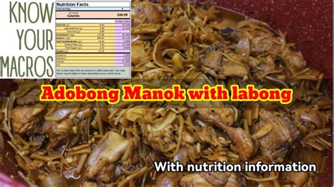 Nutrition facts of adobong manok